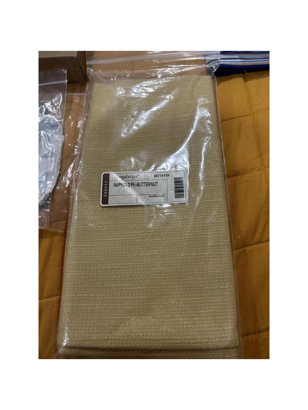 Longaberger Basket Napkins Butternut Fabric Square yellow fall NEW Set Of 2